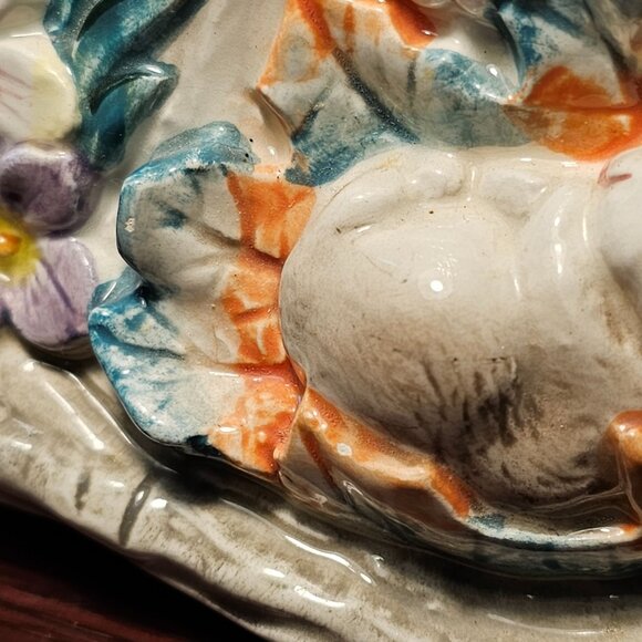 Vintage Fitz & Floyd Woodland Spring Bunny Rabbit Canister Jar *Chips* - Picture 9 of 9